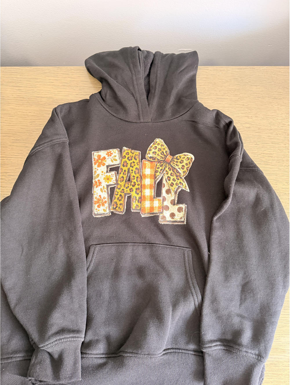 Black Hoodie with Fall Patchwork Design